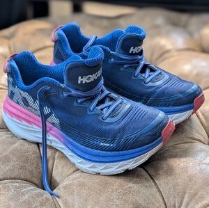 Hoka One One Bondi 5 Women's Running Shoes Blue Pink Size US 7.5 Mild Wear